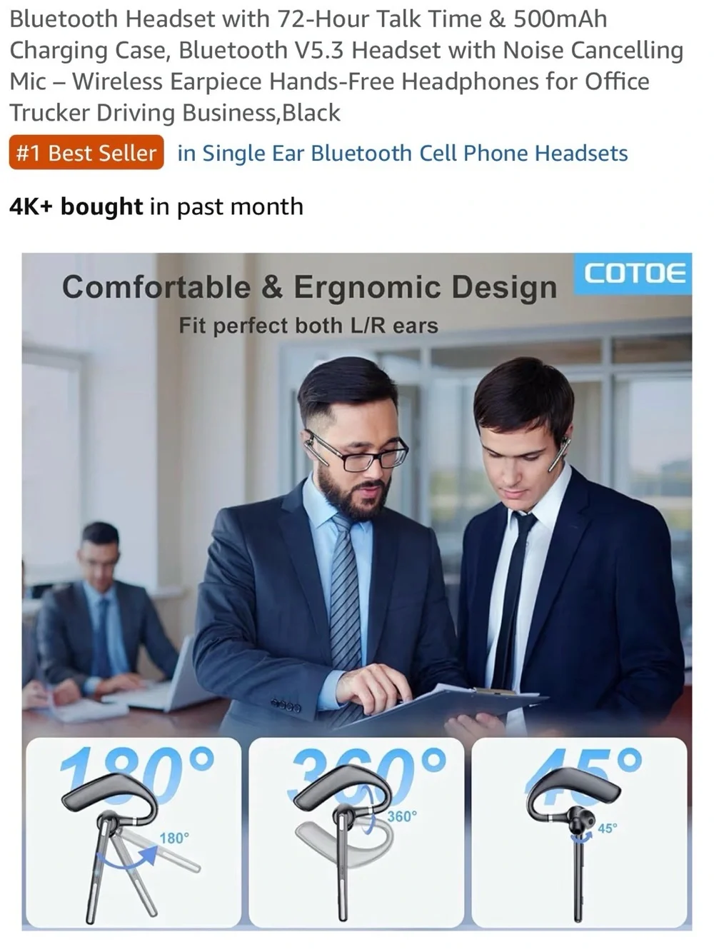 GB Bluetooth Mono Headset with LED Charging Case. New